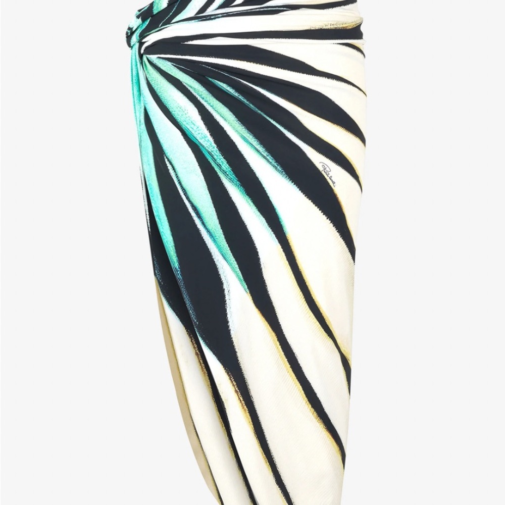 Roberto Cavalli Ray Of Sea Print Wrap Skirt